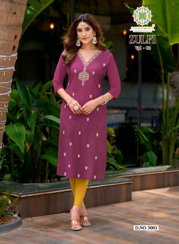 Passion tree zulfi vol 3 buy kurtis wholesale online india